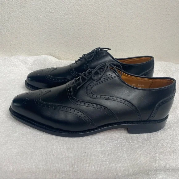 NEW Allen Edmonds Men's McClain Black Leather Wingtip Oxford Size 10.5E Made USA